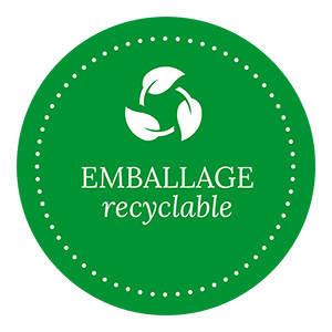 Icône avec la mention : Emballage recyclable